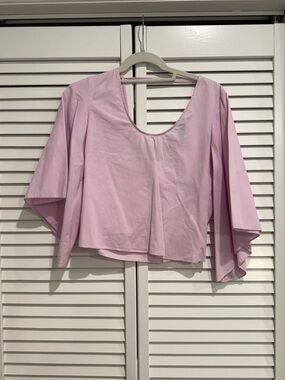 Zara Pastel Lavender Scoop Neck Flutter Sleeve Tunic